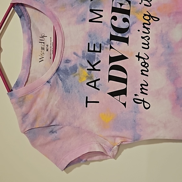 WOUND UP 'Take my advice, I'm not using it' graphic tee Med.(7-9) pink blue EUC - Picture 6 of 6